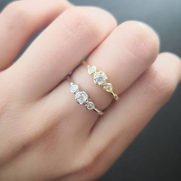 Multi Stone Ring, CZ Stacking Ring - Picture 2 of 7